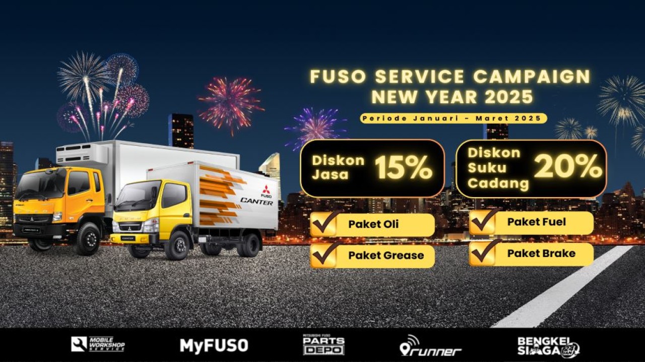 Mitsubishi Fuso menghadirkan program promo istimewa bertajuk "FUSO Service Campaign New Year 2025". (Foto: Istimewa)