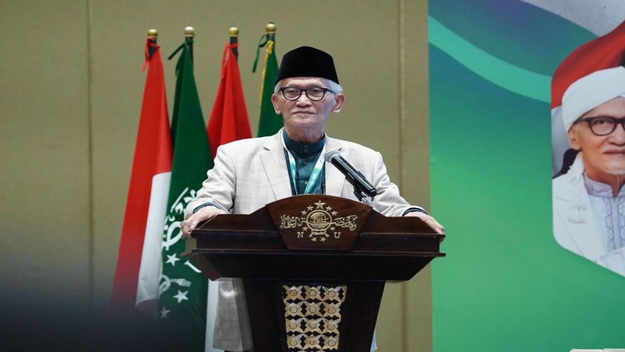 Rais Aam Pengurus Besar Nahdlatul Ulama (PBNU) KH Miftachul Akhyar memberikan sambutan saat membuka Musyawarah Nasional (Munas) Alim Ulama dan Konferensi Besar (Konbes) Nahdlatul Ulama 2025/Foto: Istimewa