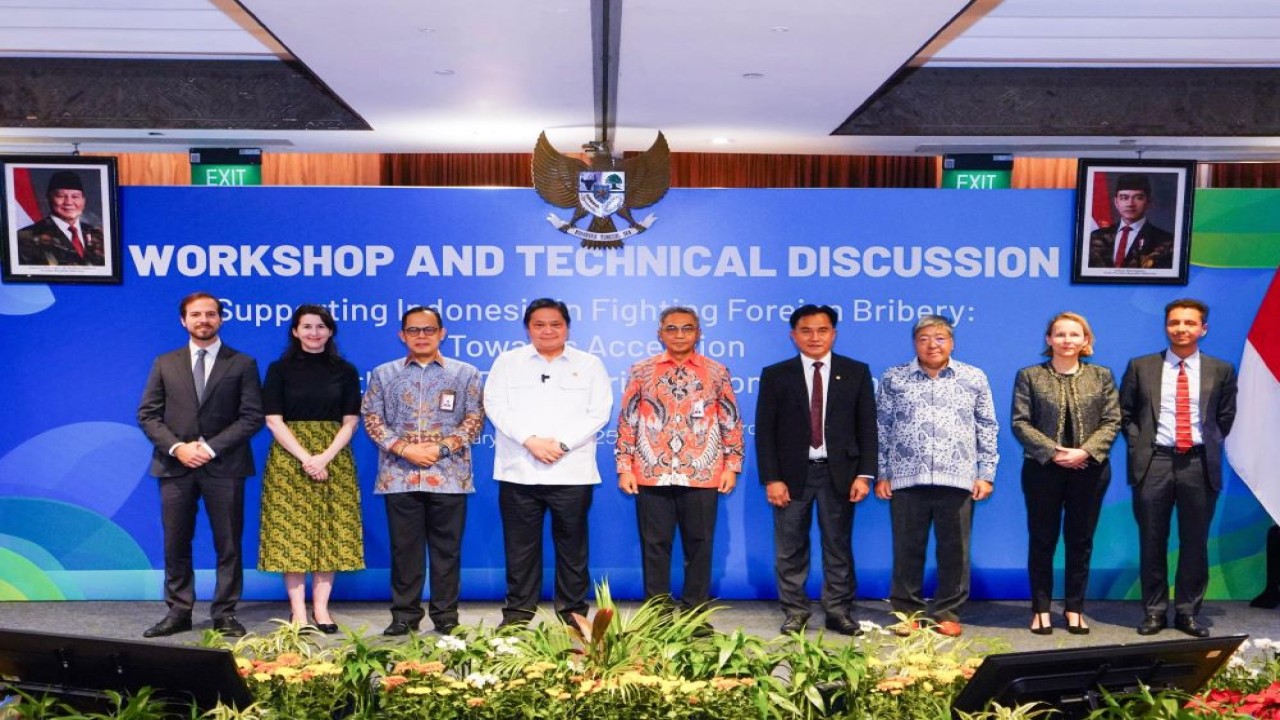 Menko Airlangga saat Workshop and Technical Discussion Supporting Indonesia in Fightong Foreign Bribery: Towards Accession to the OECD Anti-Bribery Convention di Jakarta, Senin (10/2/2025)/Foto: Istimewa