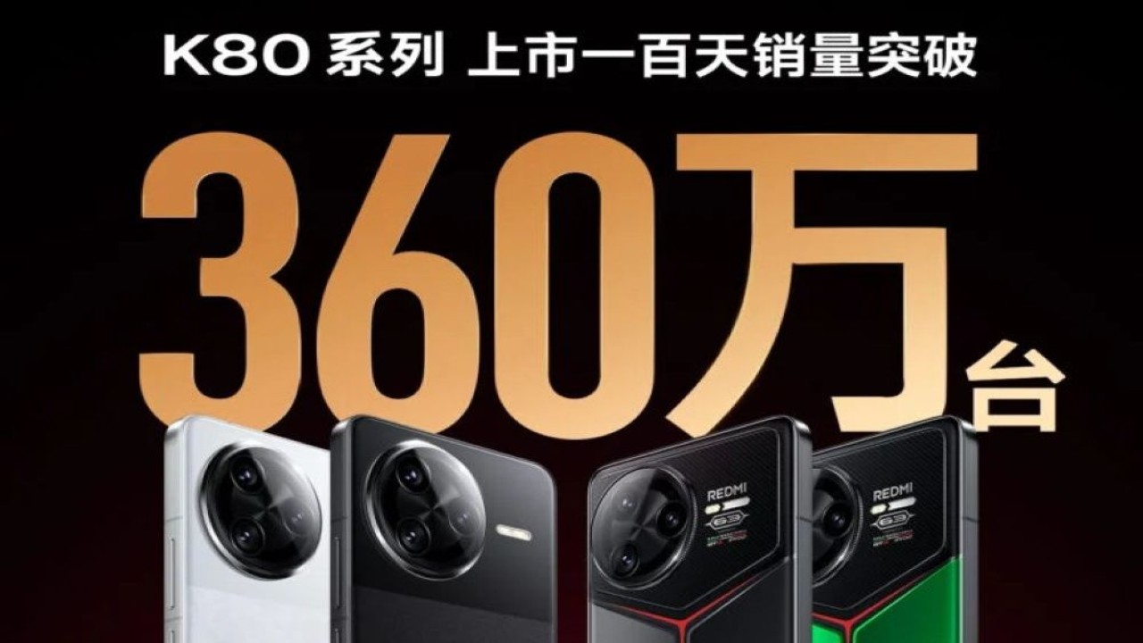 Seri Redmi K80 melampaui penjualan 3,6 juta unit dalam 100 hari. (Foto: Gizmochina)