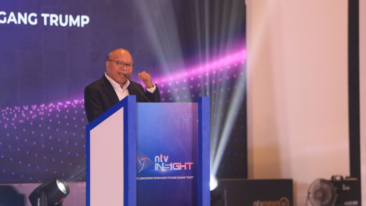 Presiden Direktur Nusantara TV Don Bosco Selamun dalam sambutannya saat membuka konferensi NTV Insight. (NTV)