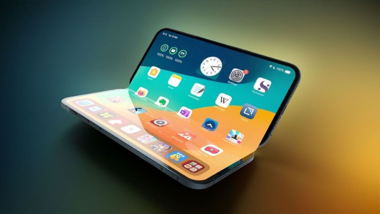 Apple berambisi menghadirkan ponsel iPhone layar lipat dengan lipatan yang nyaris tak terlihat. (Foto: Istimewa via GSM Arena)