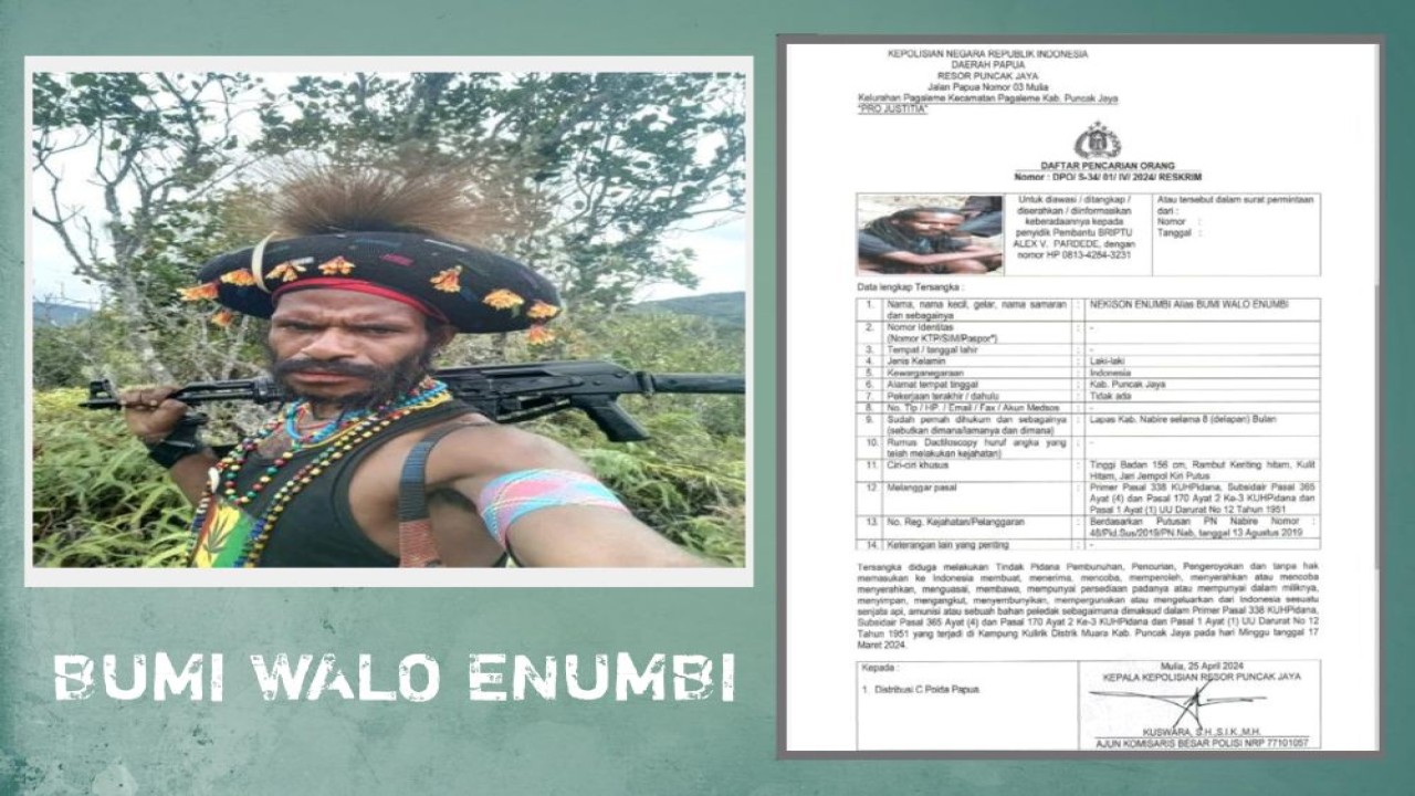 Satgas Gabungan Koops TNI Habema berhasil melumpuhkan salah satu tokoh penting OPM, Nekison Enumbi alias Bumi Walo Enumbi, dalam sebuah operasi terukur di Distrik Ilamburawi, Kabupaten Puncak Jaya, Papua Tengah, Sabtu (10/5/2025). (Foto: Istimewa)