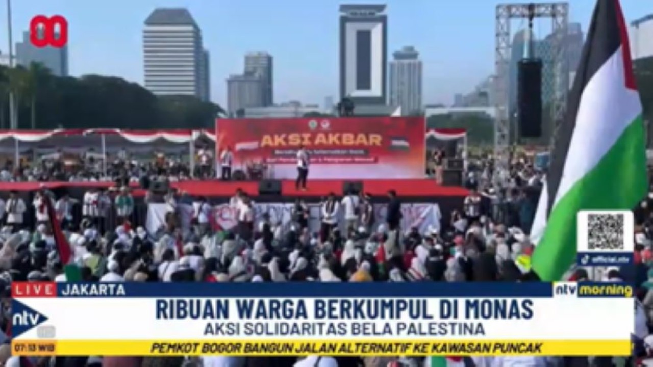 Puluhan ribu massa mengikuti aksi solidaritas untuk rakyat Palestina