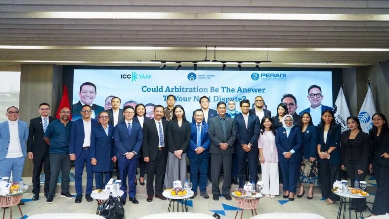 Peradi Young Lawyers Committee bersama ICC YAAF South Asia menggelar seminar internasional bertajuk "Could Arbitration Be the Answer to Your Next Dispute?" di Jakarta, Selasa (19/8/2025). (Foto: ANTARA/HO-Peradi Young Lawyers Committee)