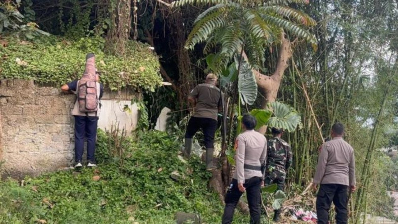 Petugas gabungan saat melakukan pencarian terhadap seekor macan tutul di area Lembang Park and Zoo, Kabupaten Lembang, Jawa Barat, Rabu (3/9/2025). (ANTARA)