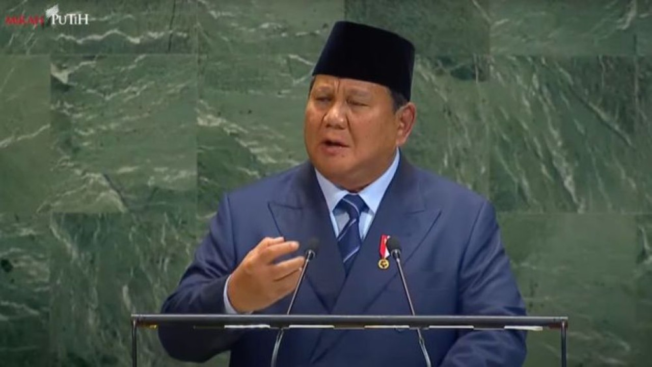 Presiden Prabowo Subianto dalam Sidang Umum PBB. (Foto: Tangkapan layar YouTube)