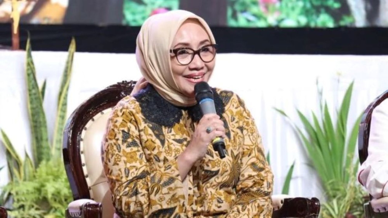 Menteri PPPA Arifah Fauzi dalam kegiatan Hari Anak Keuskupan Agung Jakarta 2025 di Kabupaten Tangerang, Banten, Sabtu, 15 November 2025. (Antara)