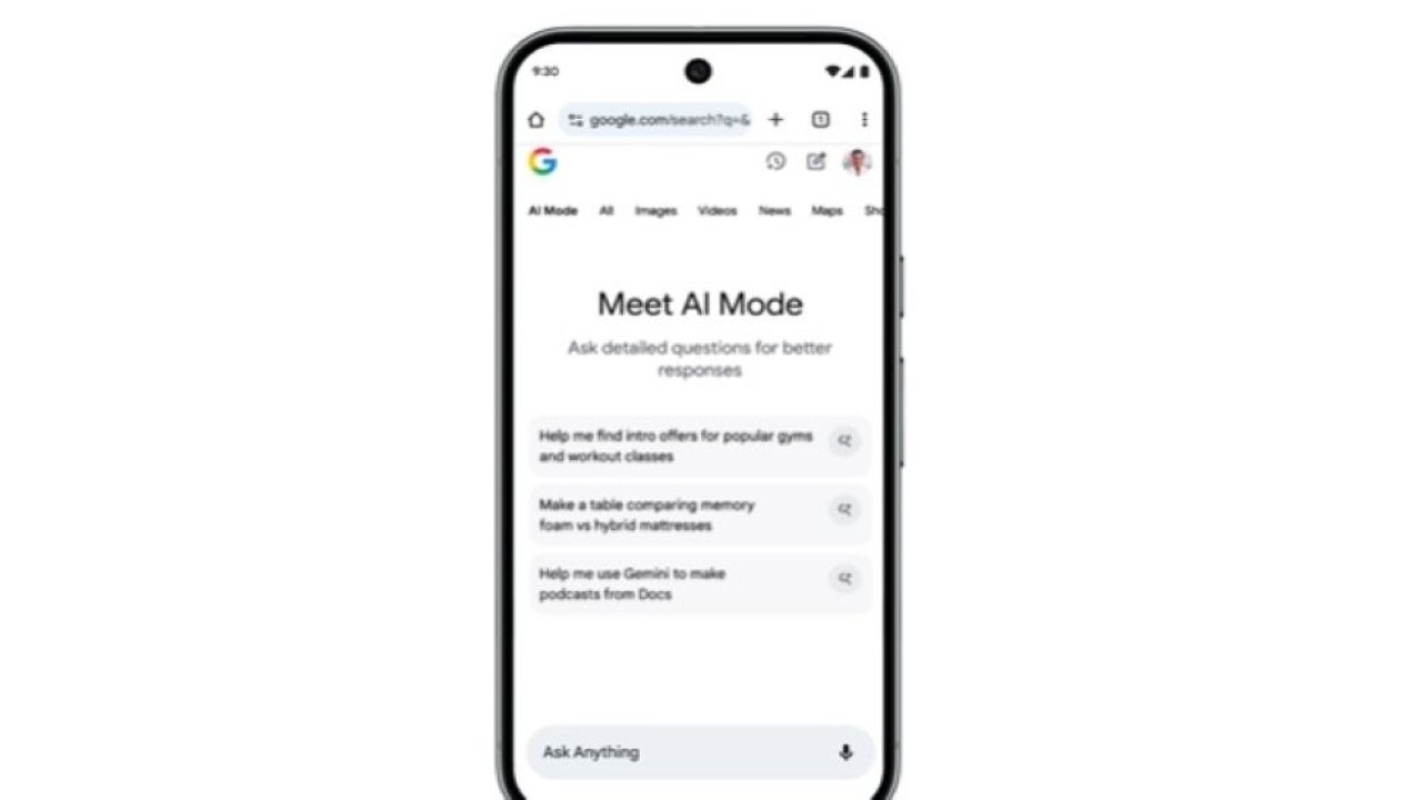 Mode AI Google mendapatkan pintasan baru di Chrome untuk Android dan iOS. (Foto: Tangkapan layar)