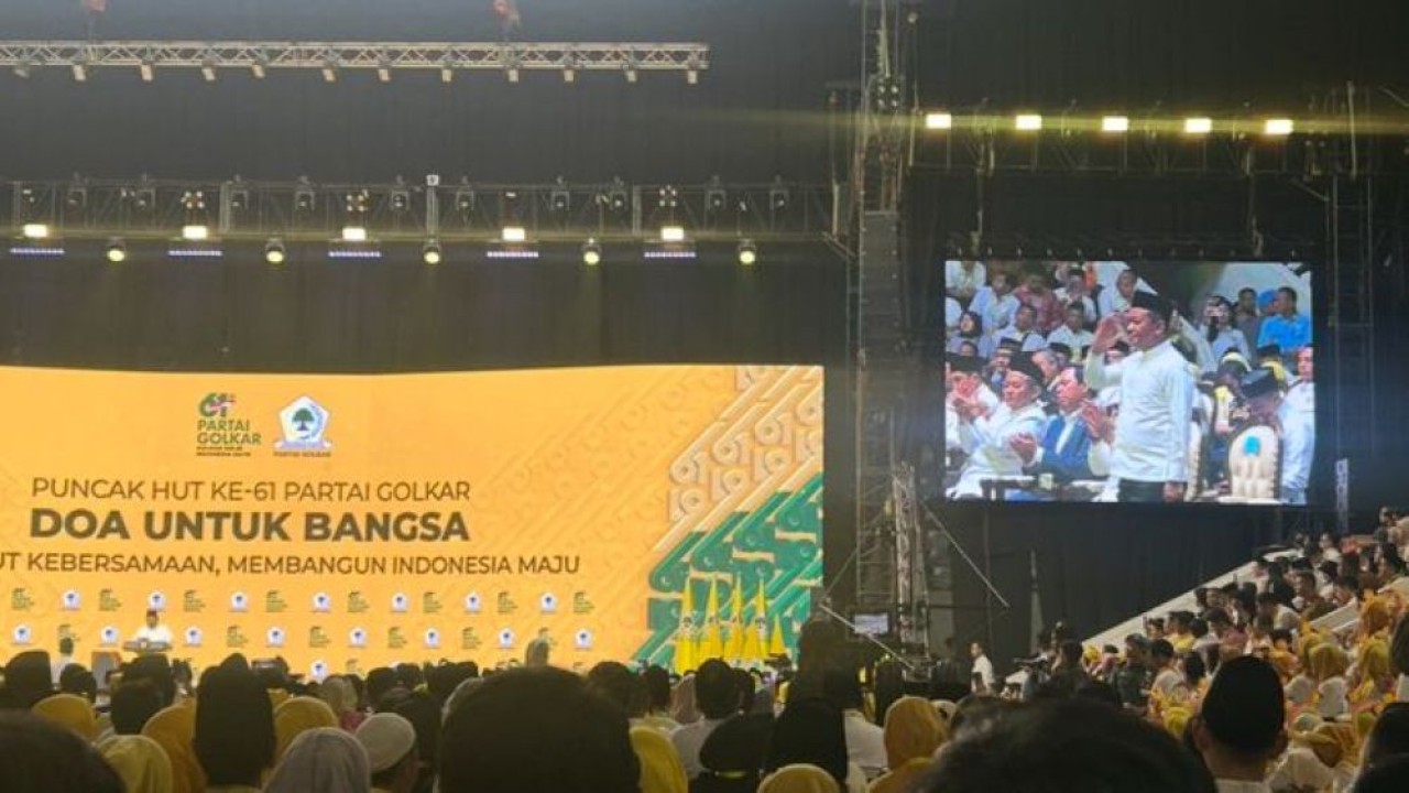 Presiden Prabowo Subianto di HUT Golkar. (Foto: NTVnews.id)
