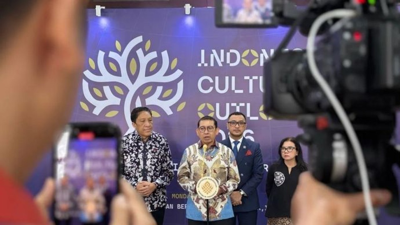 Menteri Kebudayaan Fadli Zon dalam jumpa pers usai gelaran Indonesian Culture Outlook 2026 di Jakarta, Senin, 19 Januari 2026. (ANTARA/Sinta Ambar) (Antara)