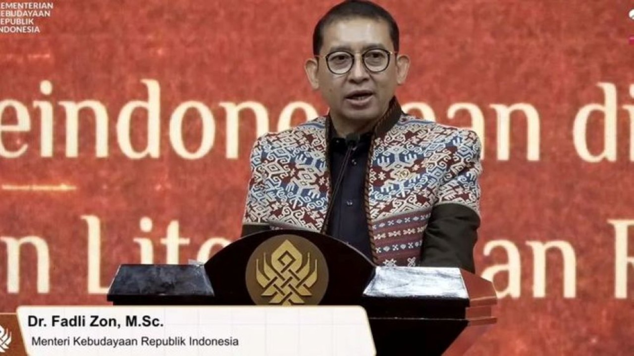 Tangkapan layar - Siaran Menteri Kebudayaan Fadli Zon saat menyampaikan sambutan dalam Gelar Wicara Sejarah di Jakarta, Sabtu, 3 Januari 2026. (Foto: ANTARA/Akun YouTube Indonesiana TV)