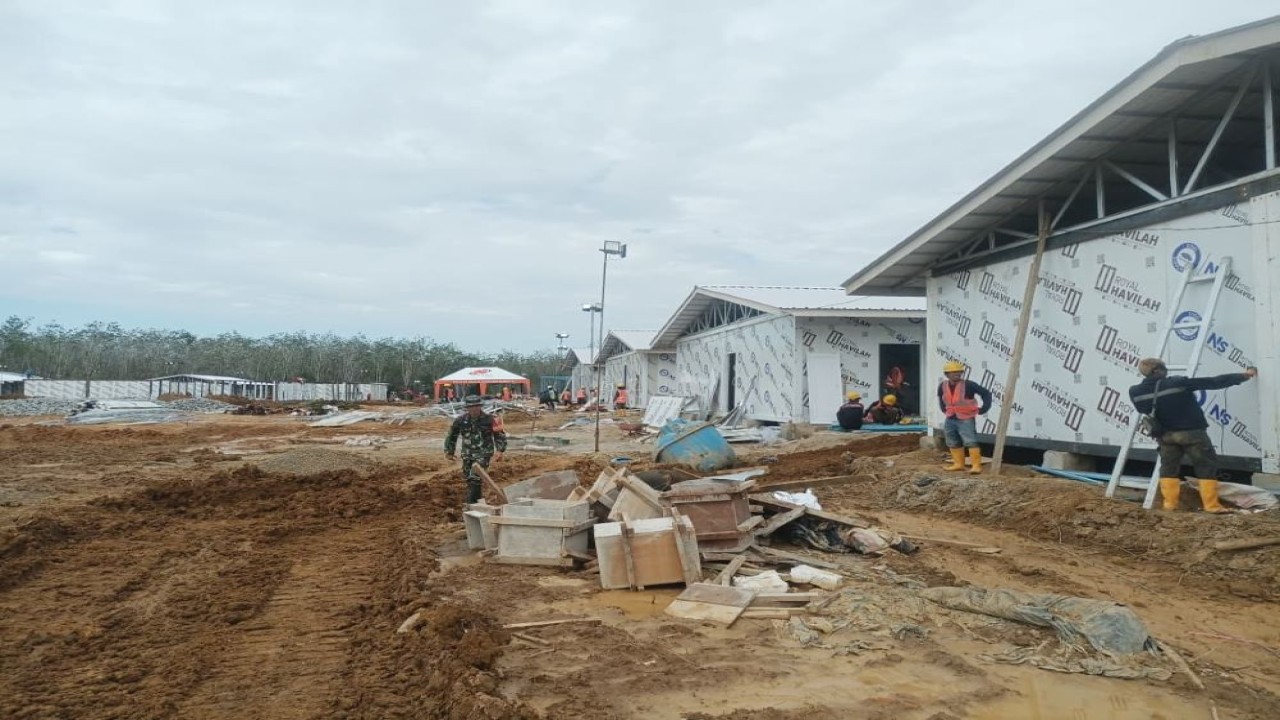 Pembangunan Huntap di Tapanuli Terus Berjalan, Kerangka Rumah dan Batu Bata Tersusun Rapi
