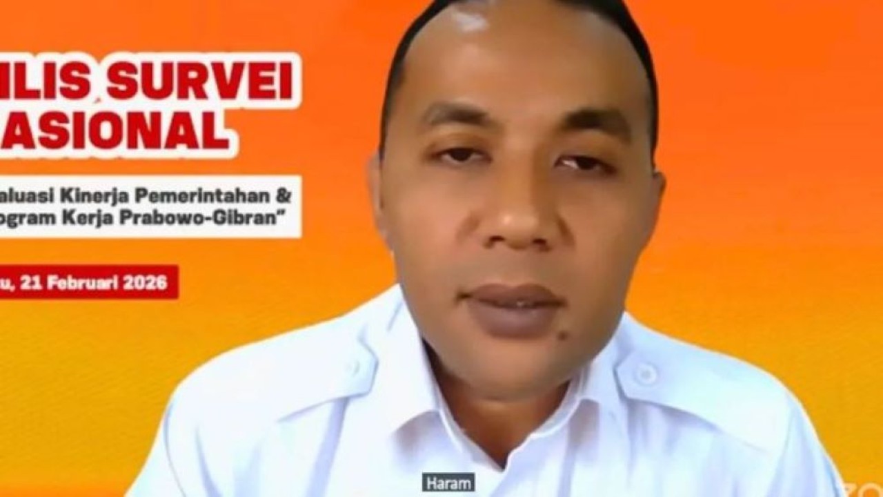 Tenaga Ahli Utama Badan Komunikasi Pemerintah Republik Indonesia (Bakom RI) Hariqo Satria dalam acara Rilis Survei Nasional Indekstat, yang dipantau secara daring di Jakarta. (Antara)