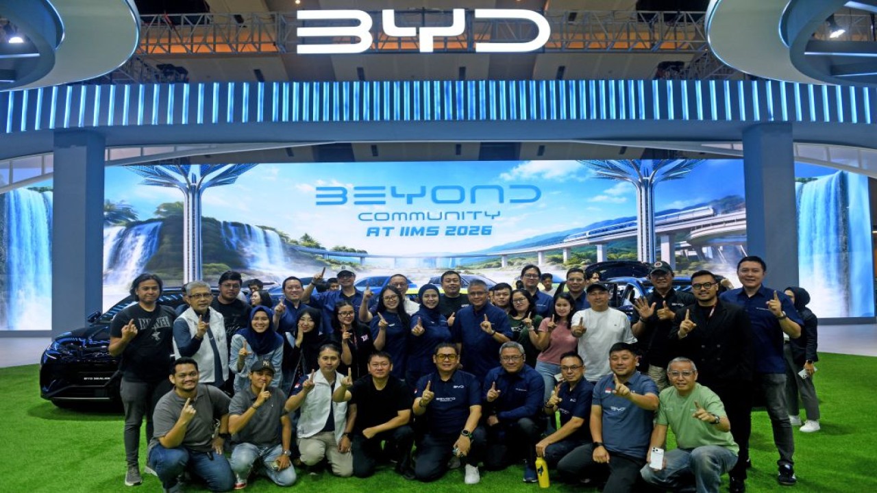 Booth BYD di IIMS 2026 menyatukan eksplorasi teknologi EV dan interaksi bersama komunitas pengguna BYD, BEYOND Community. (Foto: Dok/Istimewa)