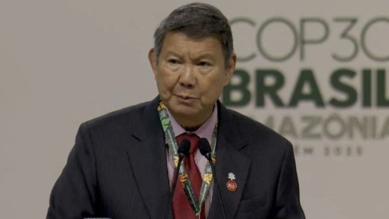 Utusan Khusus Presiden Republik Indonesia untuk Iklim dan Energi, Hashim Djojohadikusumo dalam sesi Leaders Summit pada Conference of the Parties ke-30 (COP30) di Belém, Brasil, Kamis (6/11/2026). (Foto:Antara)