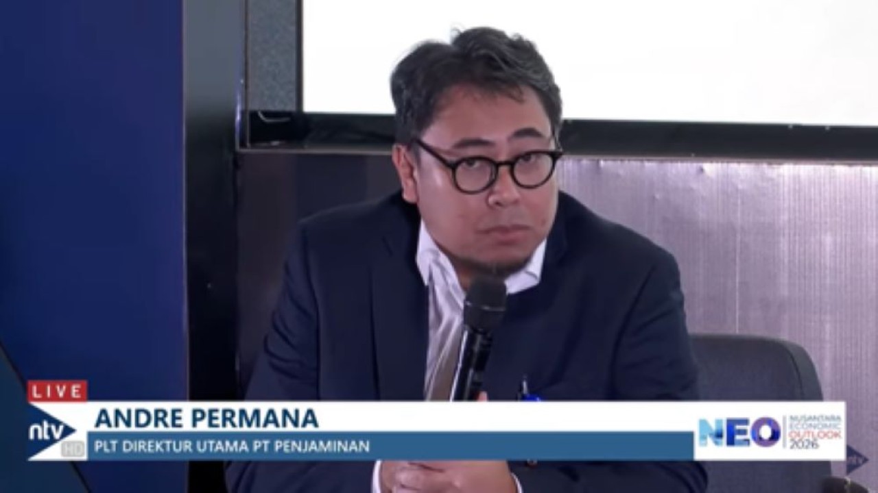 Plt Direktur Utama PT Penjaminan Infrastruktur Indonesia (Persero) Andre Permana saat menjadi narasumber dalam forum Nusantara Economic Outlook 2026
