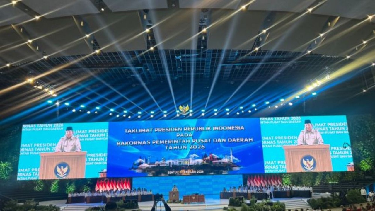 Presiden Prabowo Subianto di Rakornas Pemerintah Pusat dan Daerah. (Foto: NTVnews)