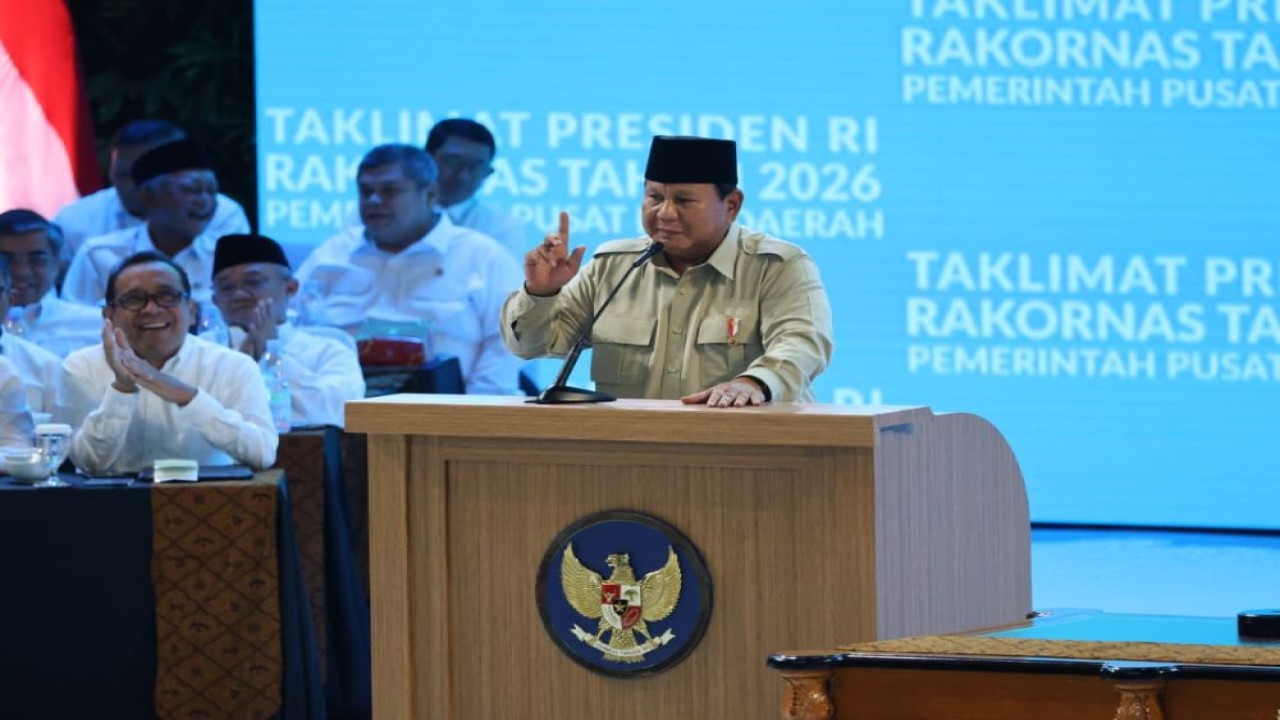 Prabowo Subianto di Rakornas Pemerintah Pusat dan Daerah/ist