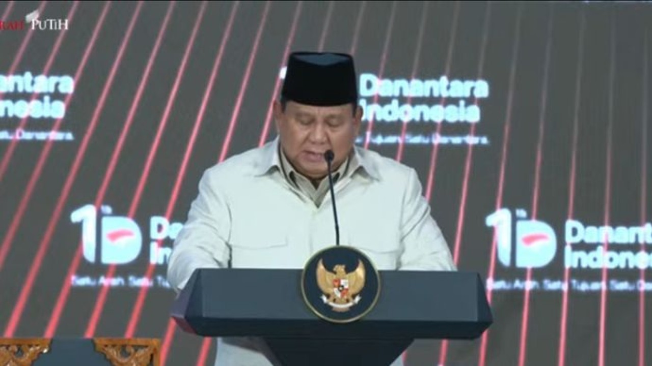 Prabowo Subianto di HUT Danantara (Istimewa)