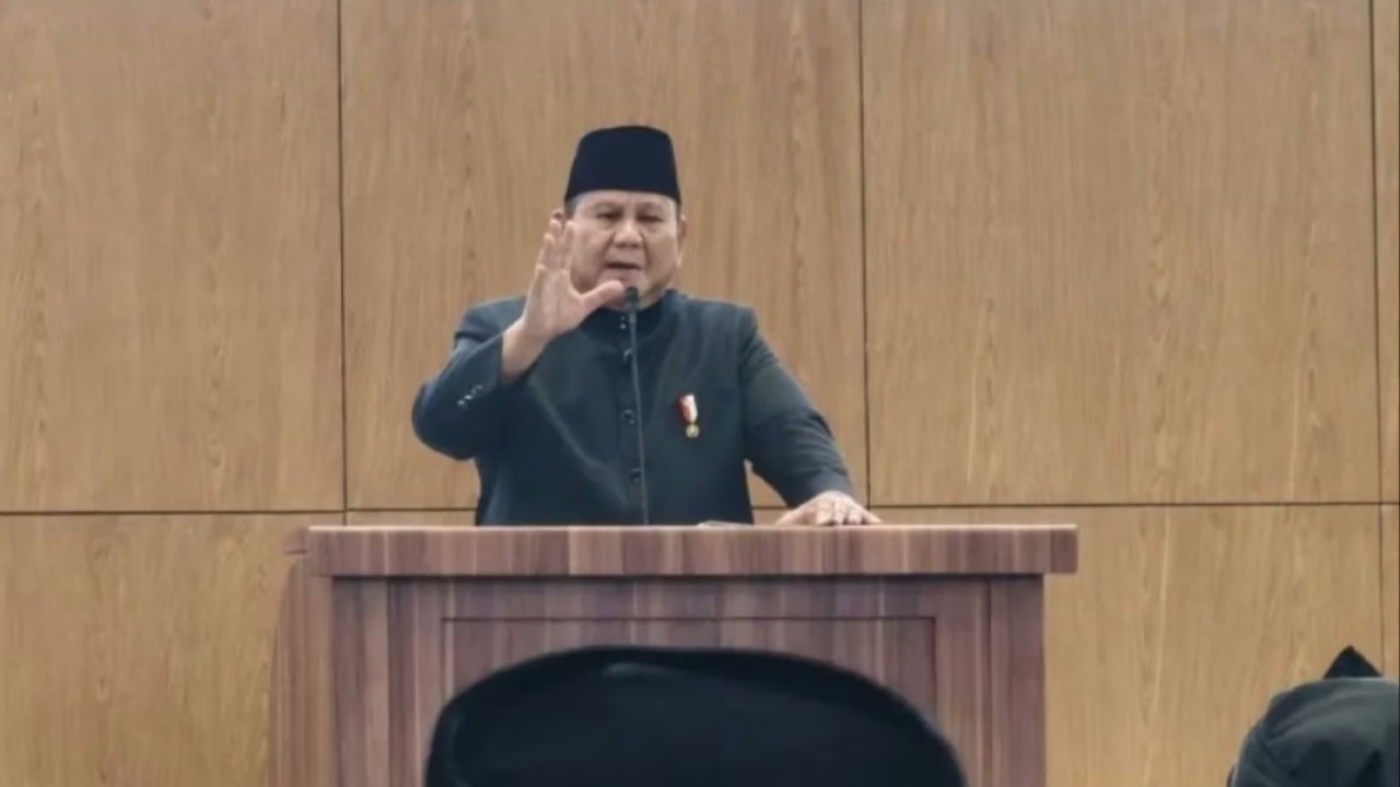 Presiden Prabowo di Musyawarah Nasional (Munas) ke-16 Ikatan Pencak Silat Indonesia (IPSI) Masa Bakti 2026–2030 di Jakarta Convention Center, Sabtu (11/4). (Bakom RI)