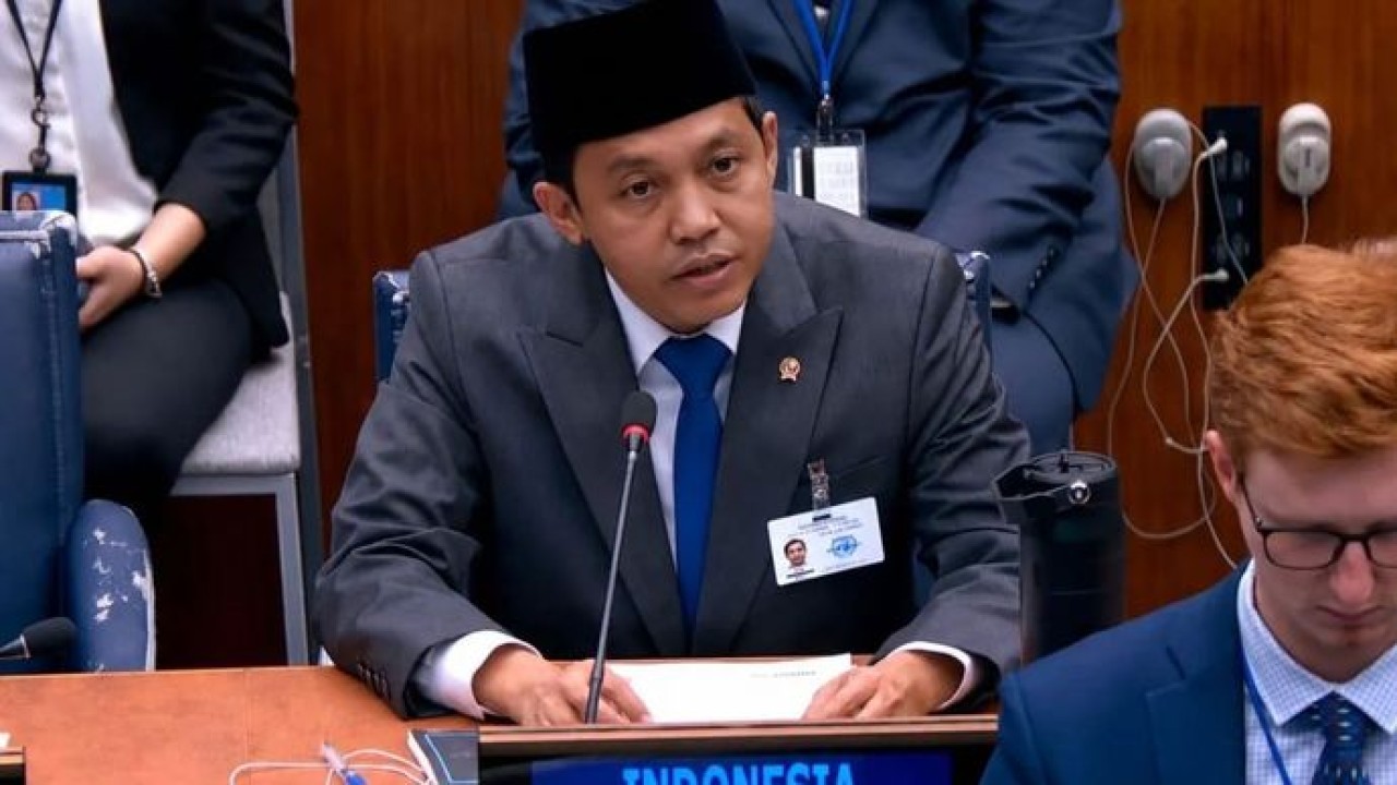 Menteri Kehutanan (Menhut) Raja Juli Antoni menghadiri Sidang ke-21 United Nations Forum on Forests (UNFF21) yang diselenggarakan di Markas Besar PBB, New York, Amerika Serikat, Senin 11 Mei 2026. (ANTARA/HO-Kemenhut RI) (Antara)