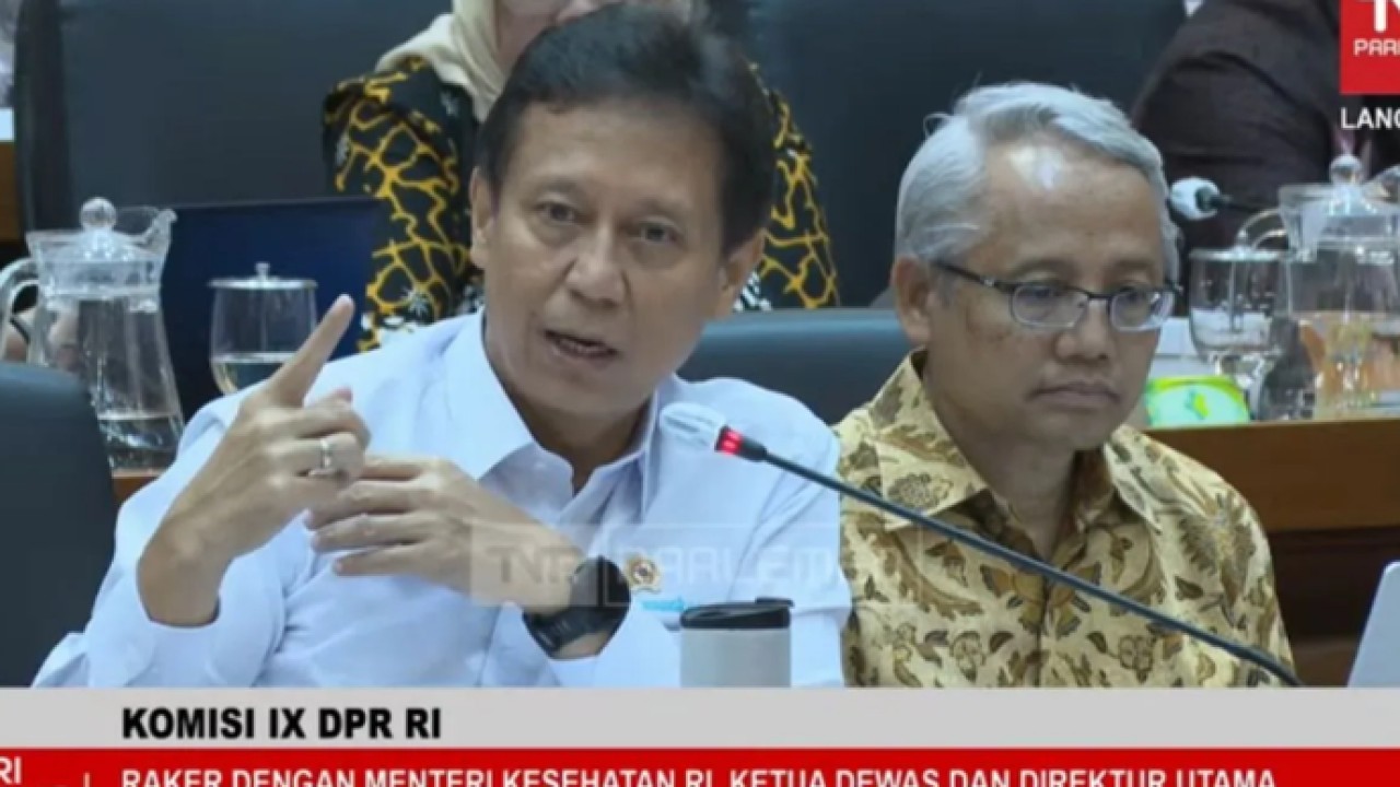 Tangkapan layar - Menteri Kesehatan Budi Gunadi Sadikin dalam rapat bersama DPR di Jakarta, Selasa (9/6/2026). ANTARA/HO - YouTube TVR Parlemen (TVR Parlemen) (Antara)