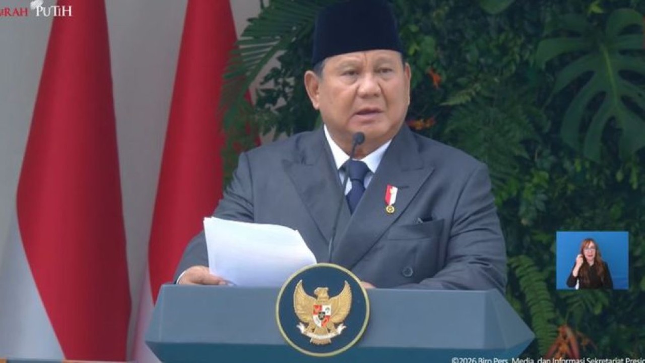 Presiden Prabowo Subianto saat Upacara Peringatan Hari Lahir Pancasila di Kementerian Luar Negeri, Jakarta, Senin, 1 Juni 2026. (Foto: Istimewa)