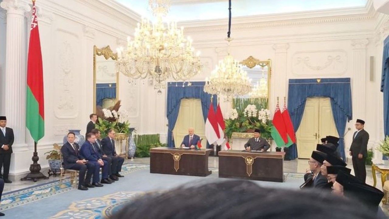 Presiden Prabowo Subianto dan Presiden Belarus Alexander Lukashenko di Istana Merdeka, Jakarta, Kamis, 2 Juli 2026. (Foto: NTVnews)