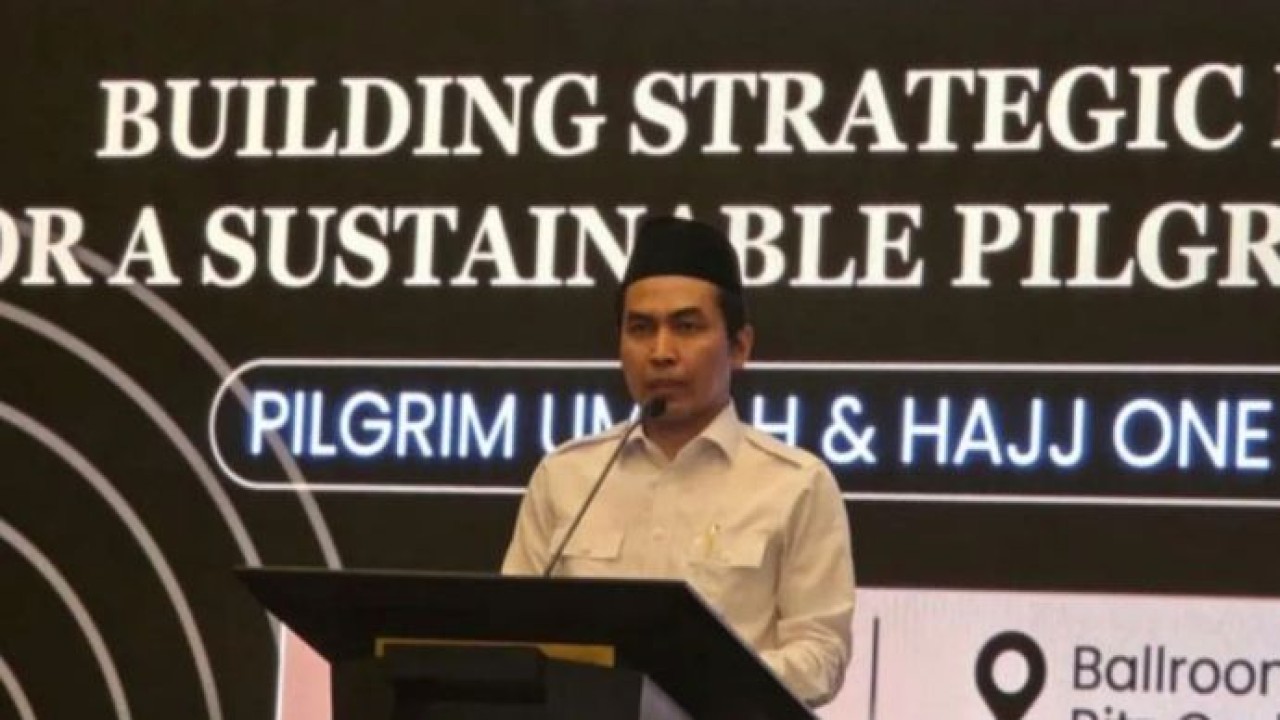 Direktur Jenderal Pengembangan Ekosistem Ekonomi Haji dan Umrah (Ditjen PE2HU) Kemenhaj Jaenal Effendi dalam Business Matching Indonesia–Saudi Arabia Partnership Forum 2026, Senin (3/8/2026). (Antara)