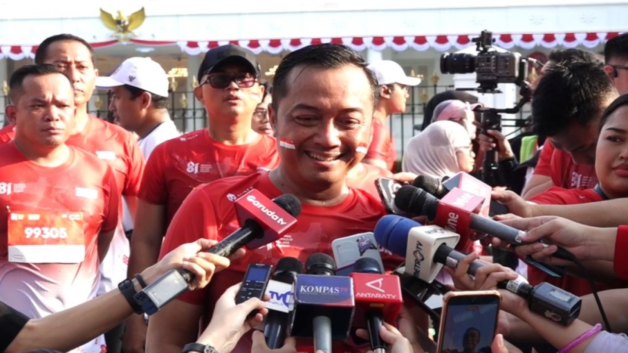 Menteri Sekretaris Negara (Mensesneg) Prasetyo Hadi menyampaikan apresiasi atas antusiasme masyarakat yang berpartisipasi dalam kegiatan Merdeka Run 2026. (Foto: Dok/Istimewa/Bakom RI)
