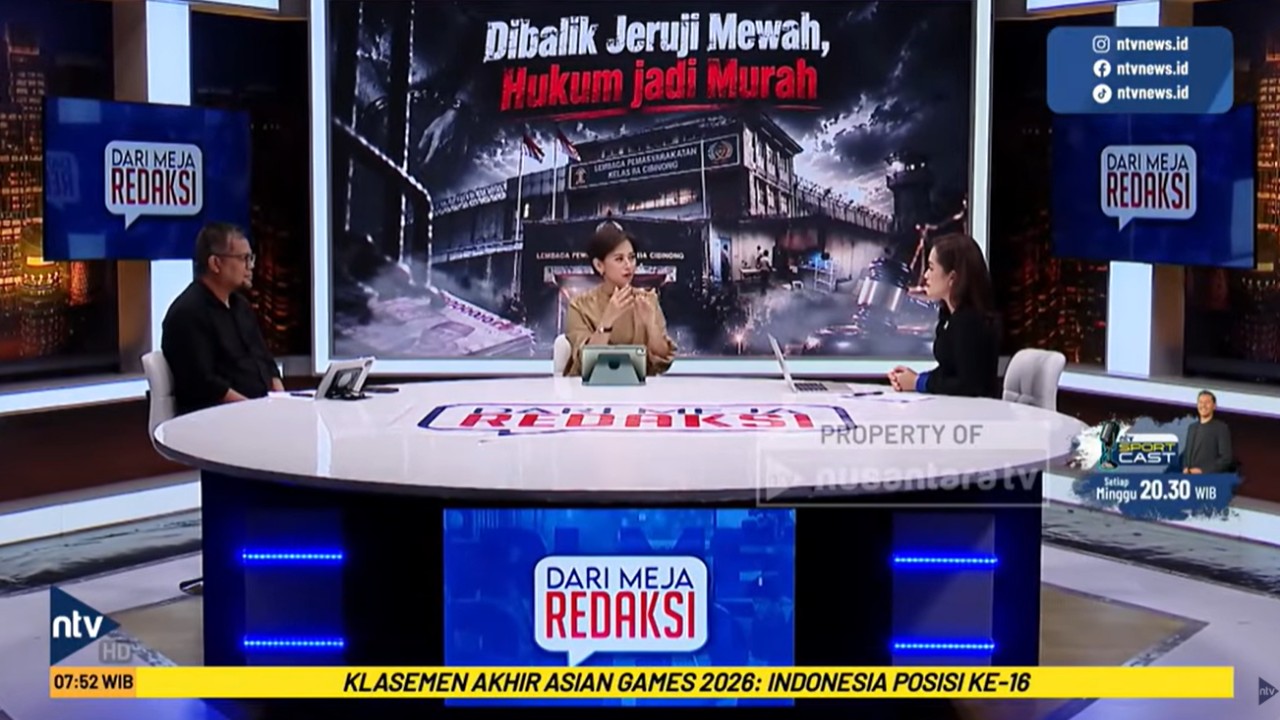 Dari Meja Redaksi Nusantara TV menggelar dialog dengan tema "Jual Beli Lapas Mewah" pada Senin, 5 Oktober 2026.