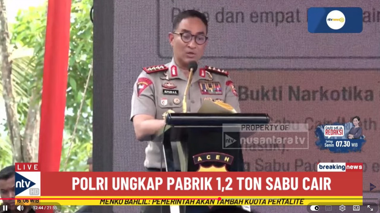 Kapolri Jenderal Suyudi Ario Seto mengungkapkan bagaimana kronologi ahli kimia dan jejaring pembuat narkotika asal Tiongkok berusaha membuat laboratorium sabu di Pidie, Aceh.